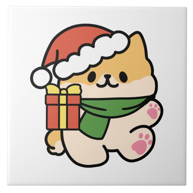 Yappy Howlidays - Cute Christmas Dog Cartoon Tile (Front)
