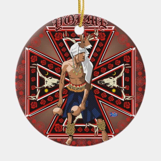 yaqui deer dancer round ornament (Front)