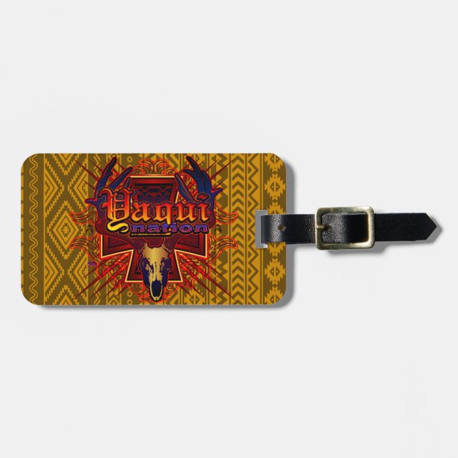 Yaqui Nation Deer Skull Design Luggage Tag (Front Horizontal)