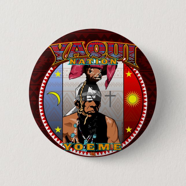 Yaqui Yoeme Deer Dancer design 2 Inch Round Button (Front)
