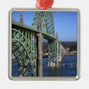 Yaquina Bay Bridge spanning the Yaquina Bay Metal Ornament