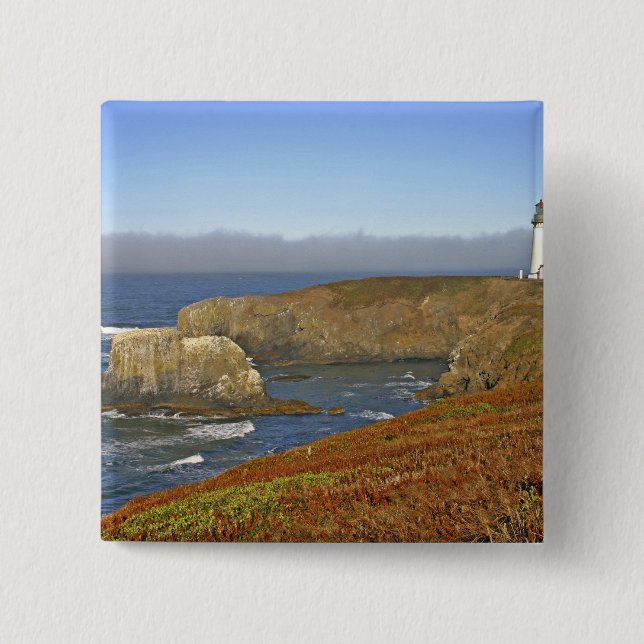 Yaquina Head Lighthouse at Newport Oregon 2 Inch Square Button (Front)