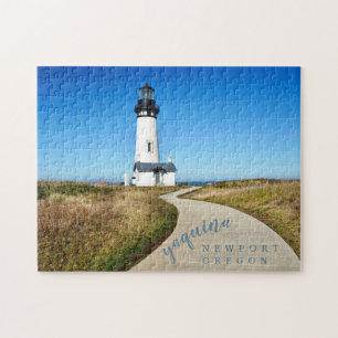 Yaquina Head Lighthouse Custom Photo Script Jigsaw Puzzle