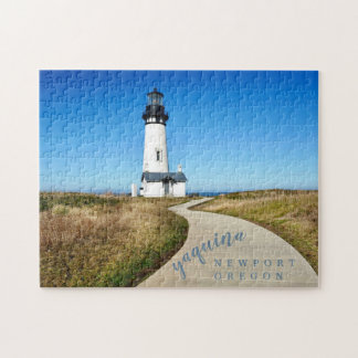 Yaquina Head Lighthouse Custom Photo Script Jigsaw Puzzle