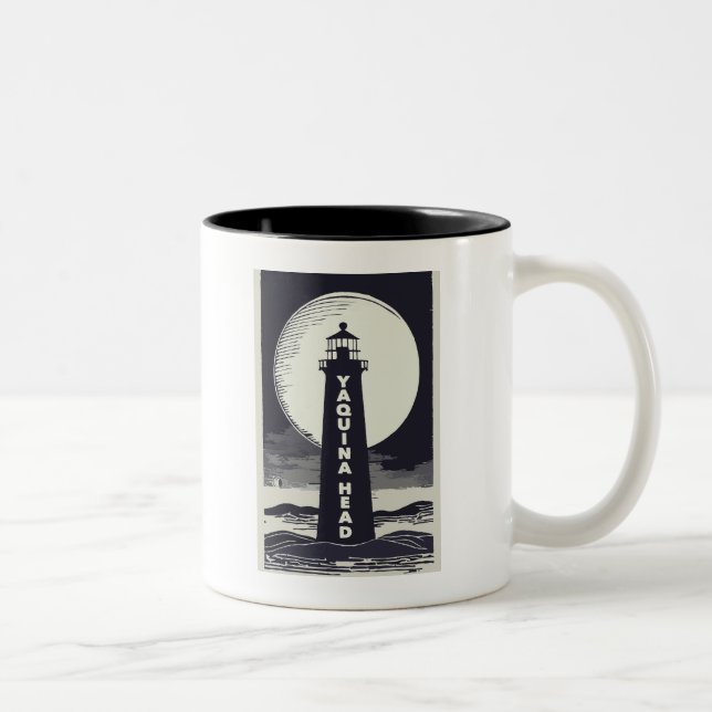 Yaquina Head Lighthouse Oregon Moon Two-Tone Coffee Mug (Right)