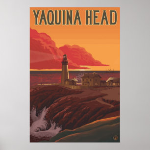 Yaquina Head Lighthouse, Oregon - Travel Poster