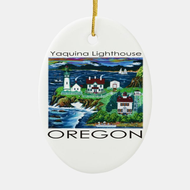 Yaquina Lighthouse ~ Oregon Ceramic Ornament (Front)