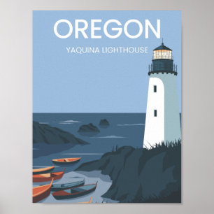 Yaquina Lighthouse Oregon USA Travel Place Poster
