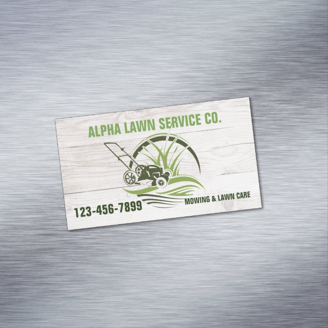 Yard Lawn Care Landscape Landscaping Grass Mowing  Magnetic Business Card (In Situ)