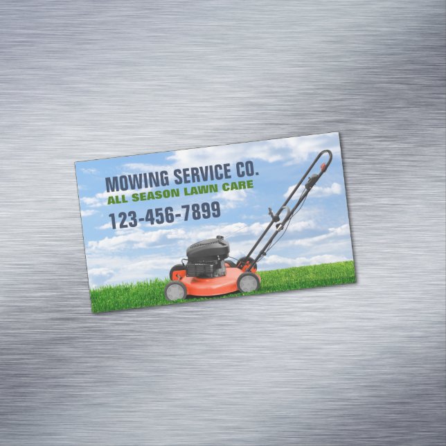 Yard Lawn Care Landscape Landscaping Grass Mowing  Magnetic Business Card (In Situ)