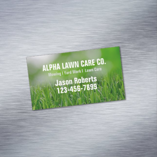 Yard Lawn Care Landscape Landscaping Grass Mowing  Magnetic Business Card (In Situ)
