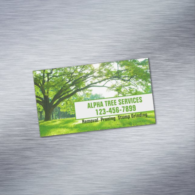 Yard Lawn Care Landscaping Tree Trimming Service Magnetic Business Card (In Situ)