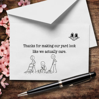 Yard Look Like We Care Funny Landscaping Thank You Card