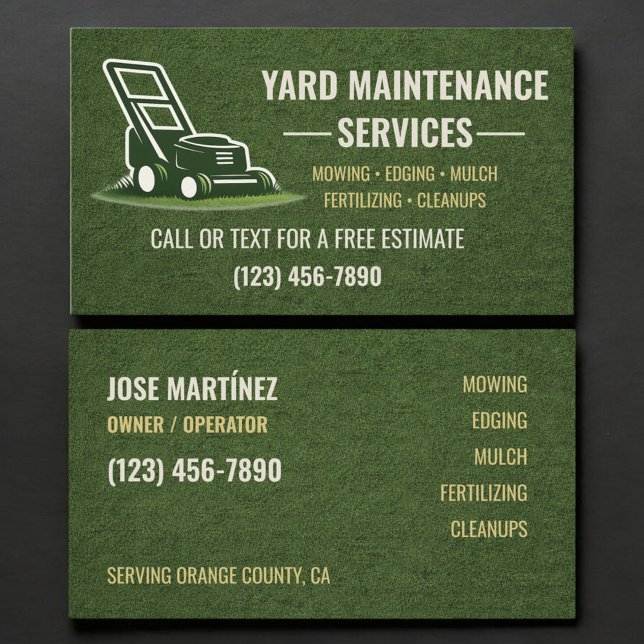 Yard Maintenance Services Business Card (Creator Uploaded)