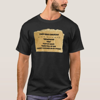 Yard Sale Checklist Funny Humour Tee Shirt