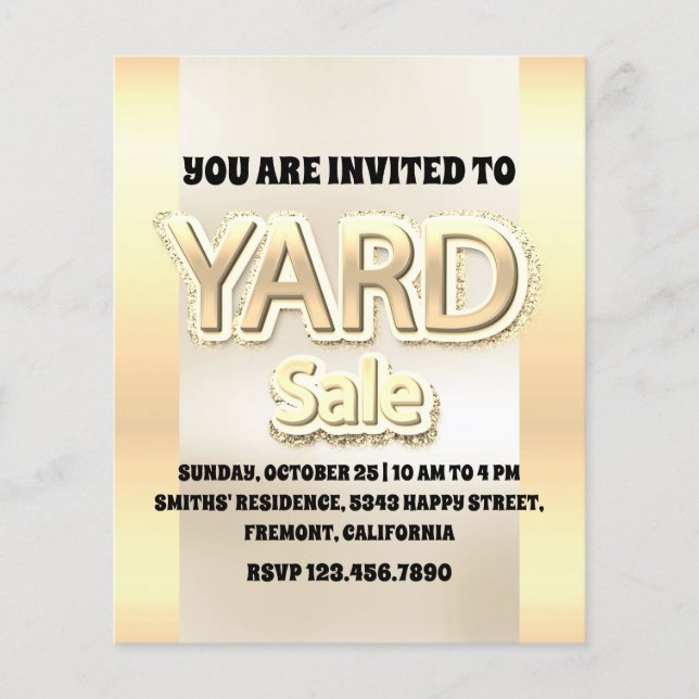 Yard Sale Faux Gold Selling Glitter Flyer (Front)