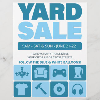 Yard Sale Flyer Template (Aqua Blue)