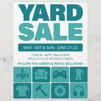 Yard Sale Flyer Template (Teal)