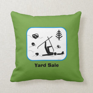 Yard Sale - Funny Skiing Wipe Out Design with Text Throw Pillow