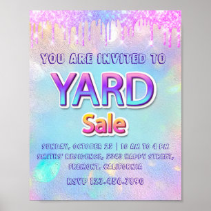 Yard Sale Home Drips Holographic Annucement Poster