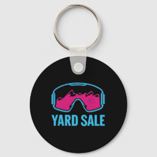 Yard Sale Skiing Funny Retro Skier Mountain Crash Keychain