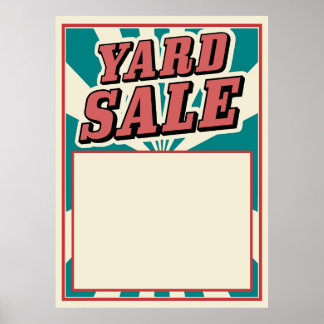 Yard Sale vintage sign poster retro stripes colour