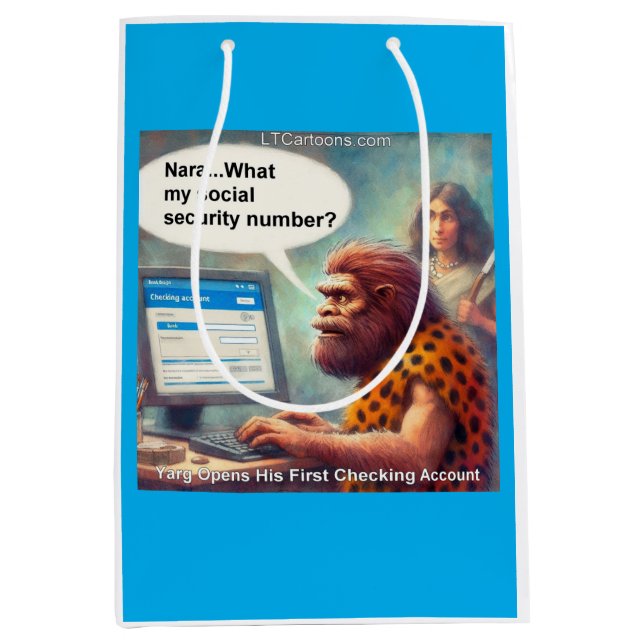 Yarg’s First Login: Banking Like a Caveman Medium Gift Bag (Front)
