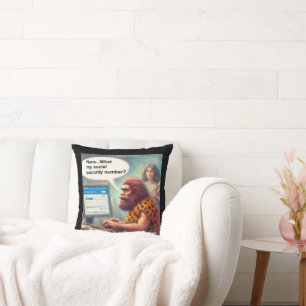 Yarg’s First Login: Banking Like a Caveman Throw Pillow