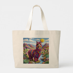 Yarn Alpaca By a Yarn Mountain Stream Large Tote Bag