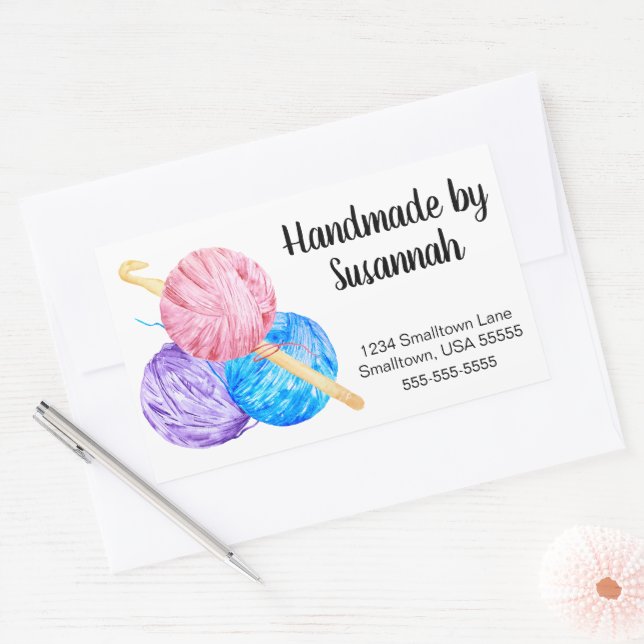 Yarn and Crochet Hook Business Sticker (Envelope)