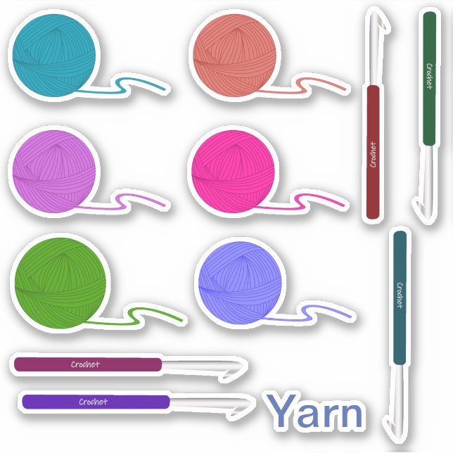 Yarn and Hook Stickers (Front)