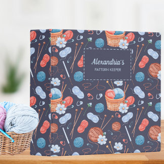 Yarn and Needles Monogram Pattern Keeper Binder