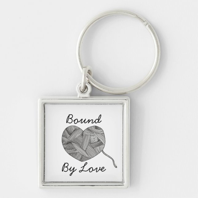 Yarn Ball Heart Illustration Keychain (Front)