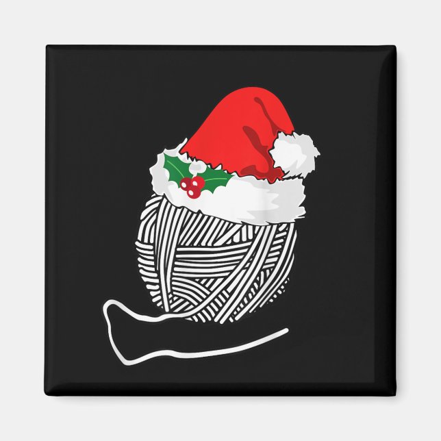 Yarn Ball Santa Knitting T Shirt Christmas Women's Magnet (Front)