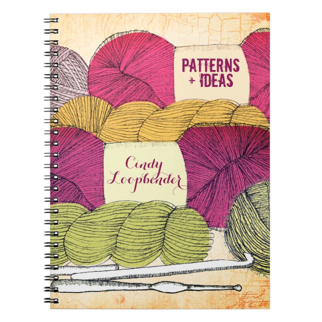 Yarn balls hanks crochet hooks pattern notebook (Front)