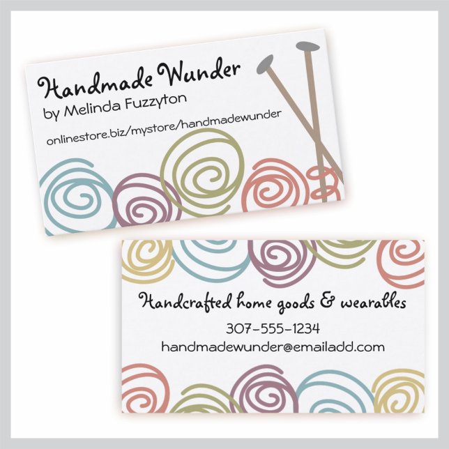Yarn balls knitter knitting needles craft show business card (Creator Uploaded)