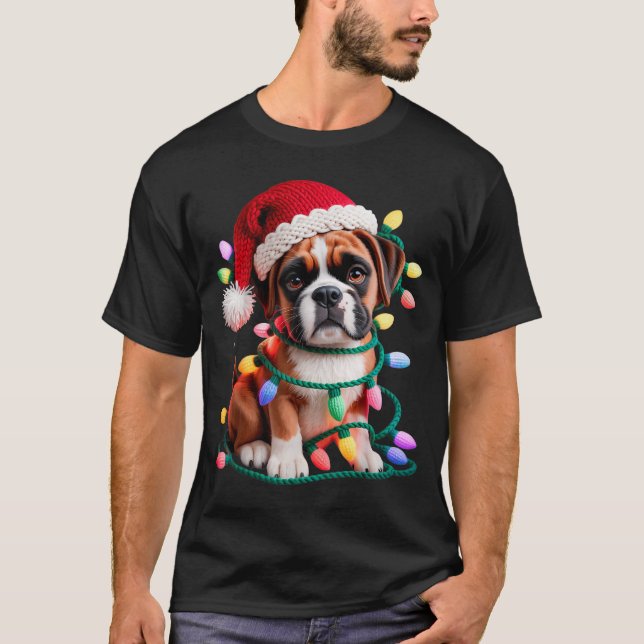 Yarn Boxer Dog Sewing Knitting Crocheting Christma T-Shirt (Front)