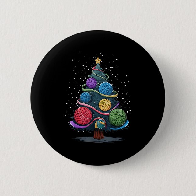 Yarn Christmas Tree  2 Inch Round Button (Front)