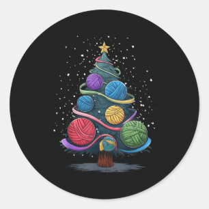 Yarn Christmas Tree  Classic Round Sticker