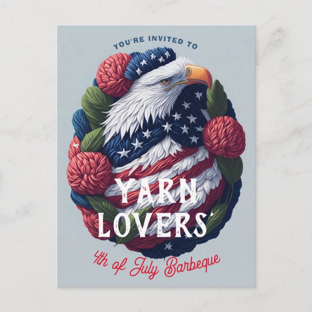 Yarn Craft 4th of July Patriotic Independence Day  Postcard (Front)