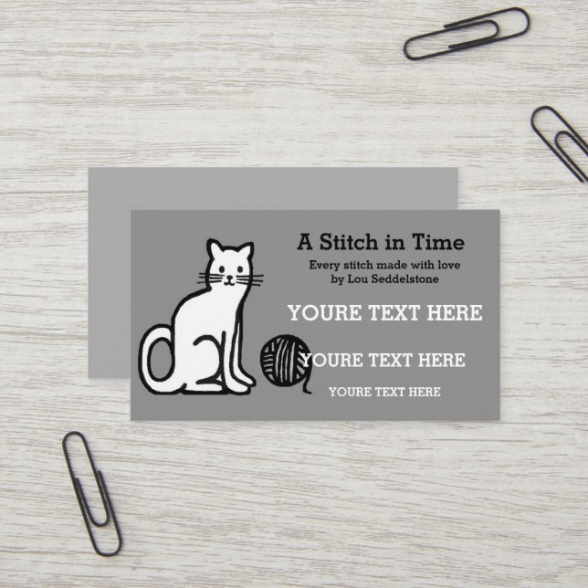 Yarn / Crochet / Knit Cat Business Card (Front/Back In Situ)