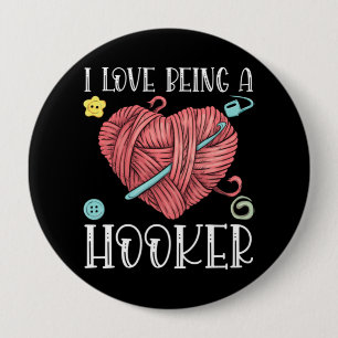 Yarn Crocheting Knitting Day 4 Inch Round Button