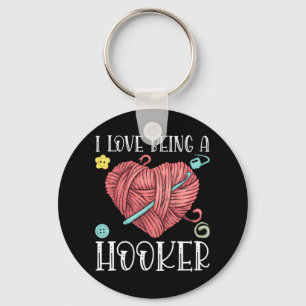 Yarn Crocheting Knitting Day Keychain