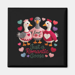 Yarn Funny Valentine Just A Romantic Goose Hearts  Magnet