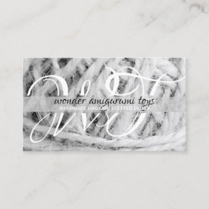 Yarn handmade crochet amigurumi knit black white business card