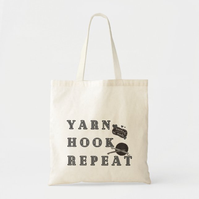 Yarn Hook Repeat Crochet Handmade Tote Bag (Front)