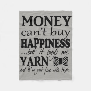 Yarn is Happiness Crafts Quote Fleece Blanket