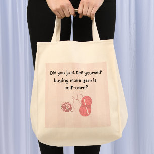 “Yarn Is Self-Care” Custom Name Tote Bag