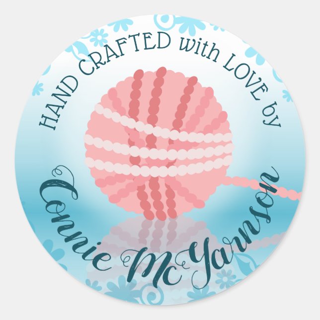 Yarn knitting crochet handmade with love sticker (Front)