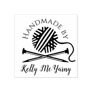 yarn knitting needles handmade with love stamp